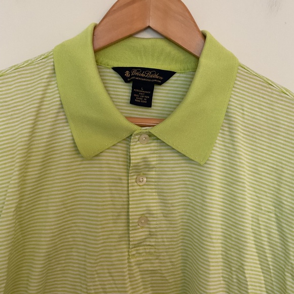 Brooks Brothers Mens Polo Sz L Performance Knit Double Mercerized Cotton Green - Picture 2 of 6